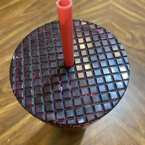 Starbucks Disco Studded Cold Cup Tumbler Dark Red 24oz  Nice Preowned Condition - Picture 5 of 6